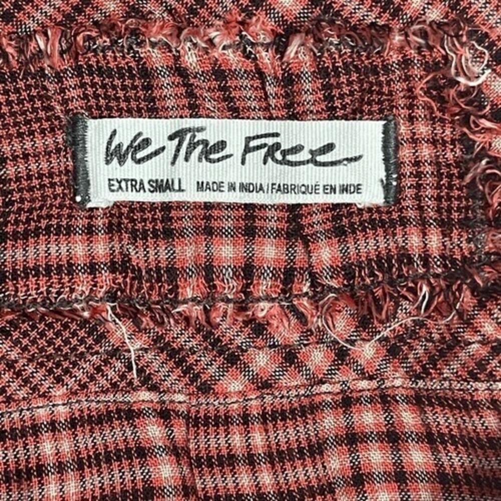 We The Free Catalynn‎ Plaid Hook-and-Eye Fitted Top Red XS - Picture 10 of 12